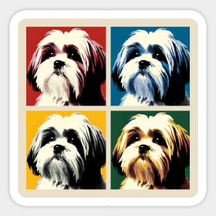 Pop Retro Lhasa Apso Art - Cute Puppy Sticker